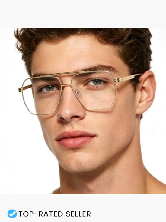 Retro Oversized Square Sunglasses Classic Metal Frame Pilot Shades Vintage main image 4
